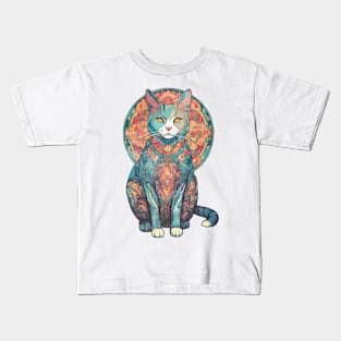 Vintage distressed-look Kaleidoscope Cat Kids T-Shirt